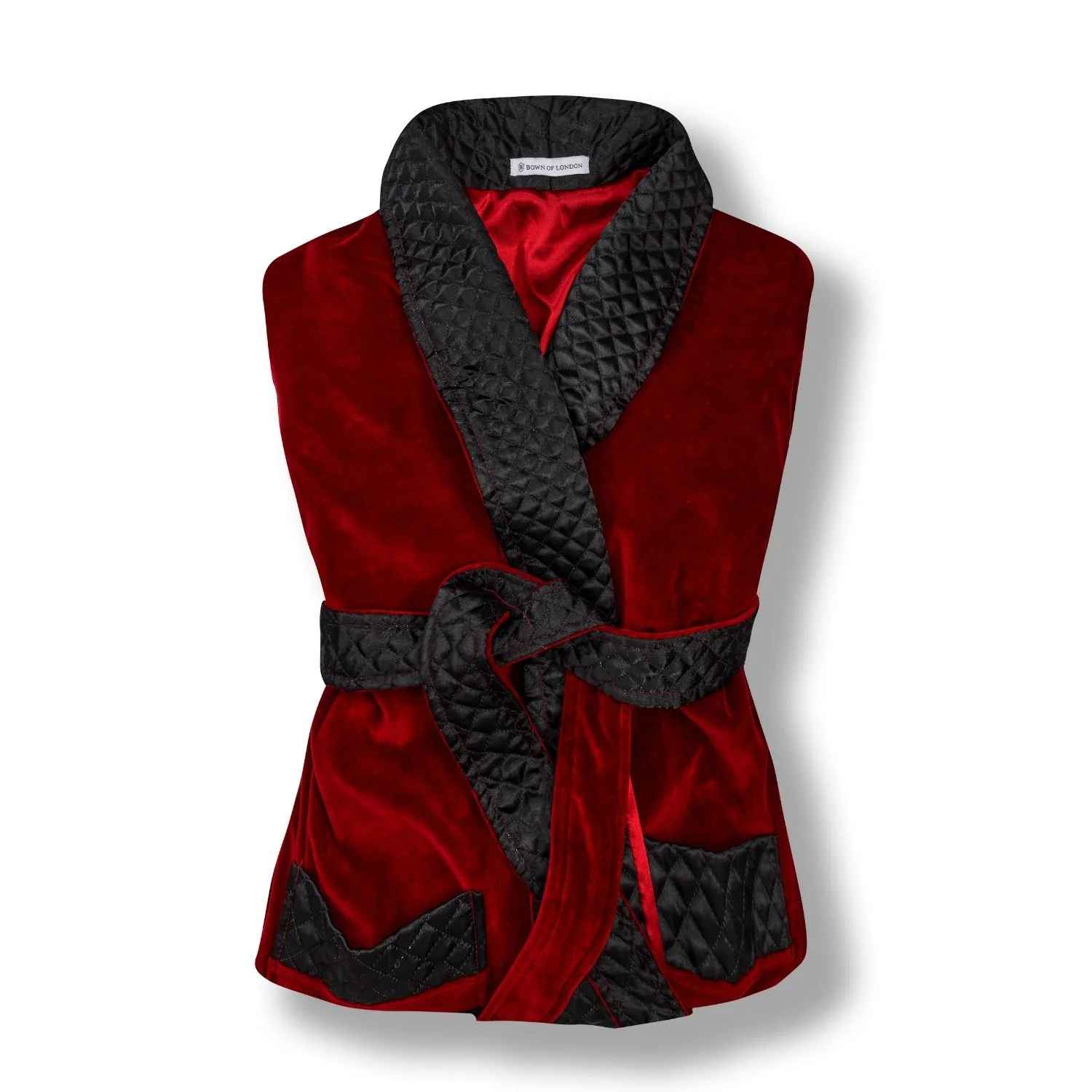 Astor Luxury Cotton Long Velvet Smoking Jacket in Burgundy - Image 5