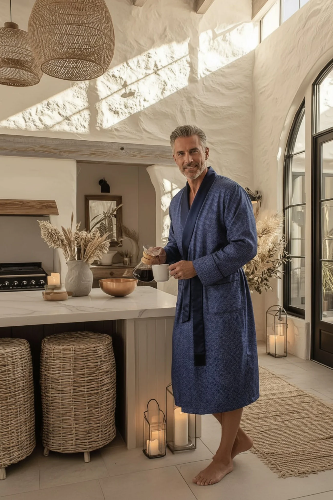 Lightweight Men's Dressing Gown - Oxford - Image 3