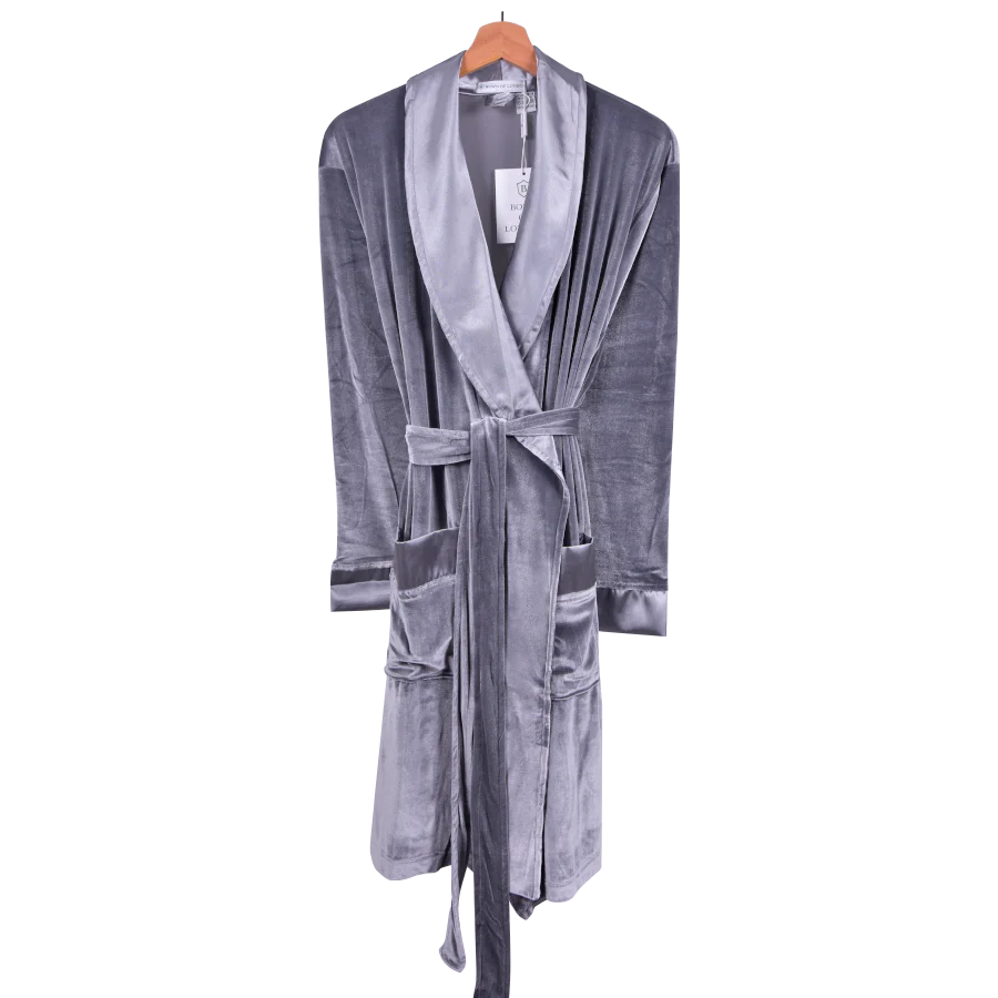 Lunar Ladies Velvet Robe in Gray - Image 3