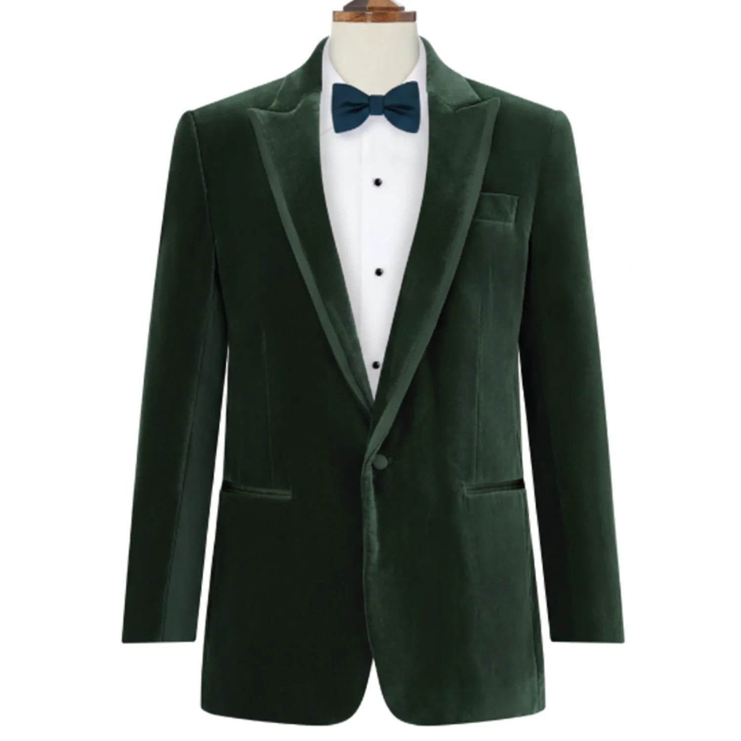 Made to measure Men's Single Breasted Dark Green Velvet Jacket - Image 3
