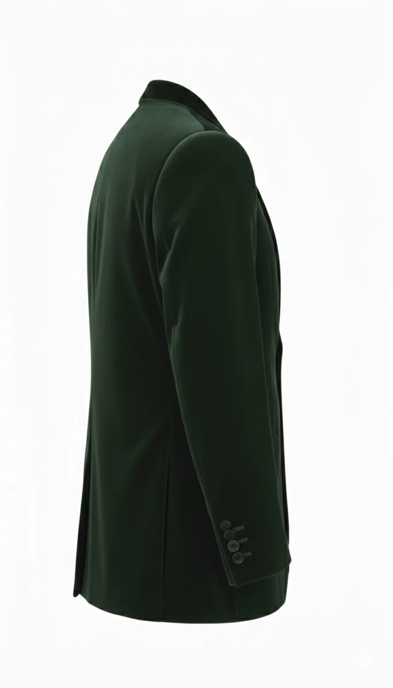 Made to measure Men's Single Breasted Dark Green Velvet Jacket - Image 5