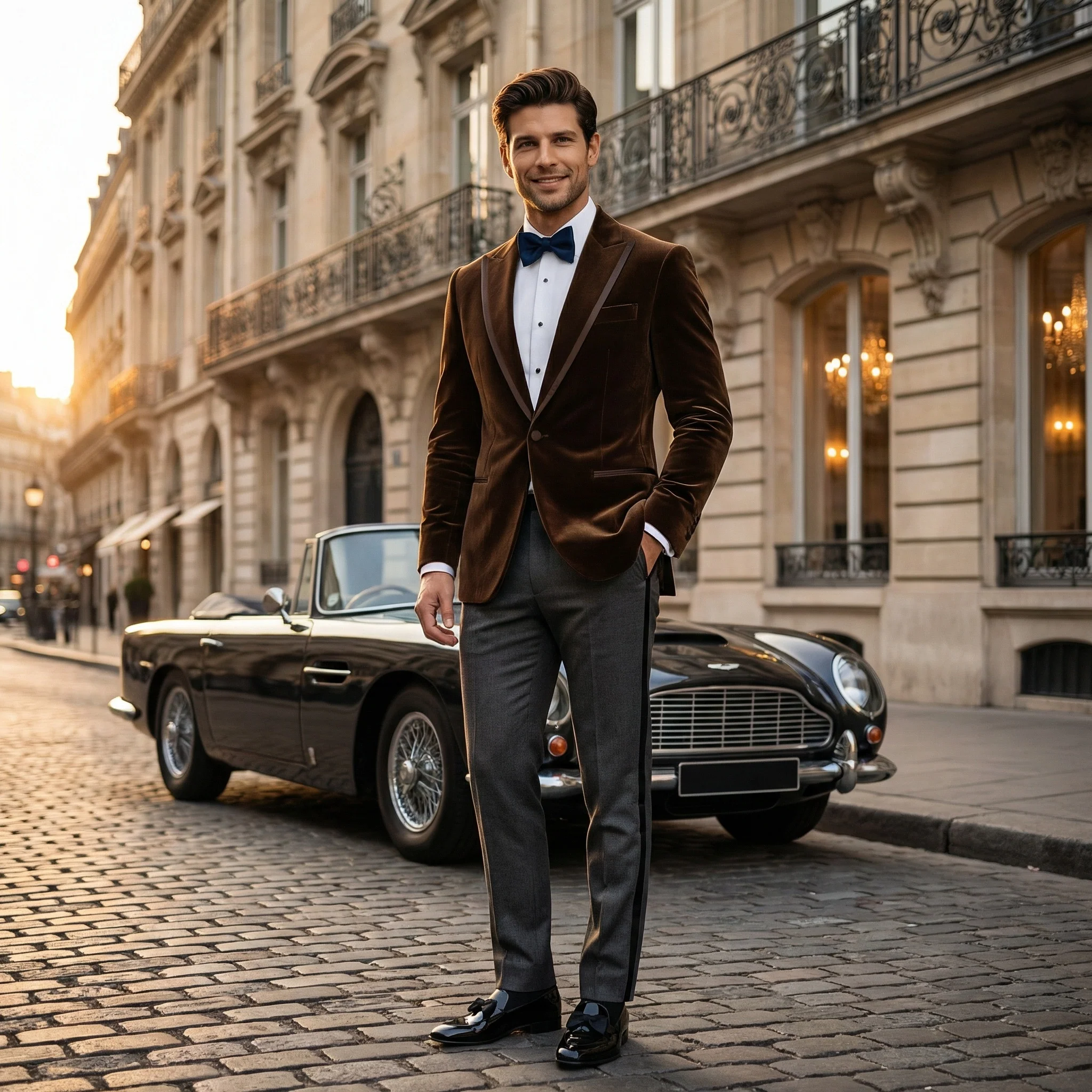 Made to measure Men's Single Breasted Dark Brown Velvet Jacket - Image 2