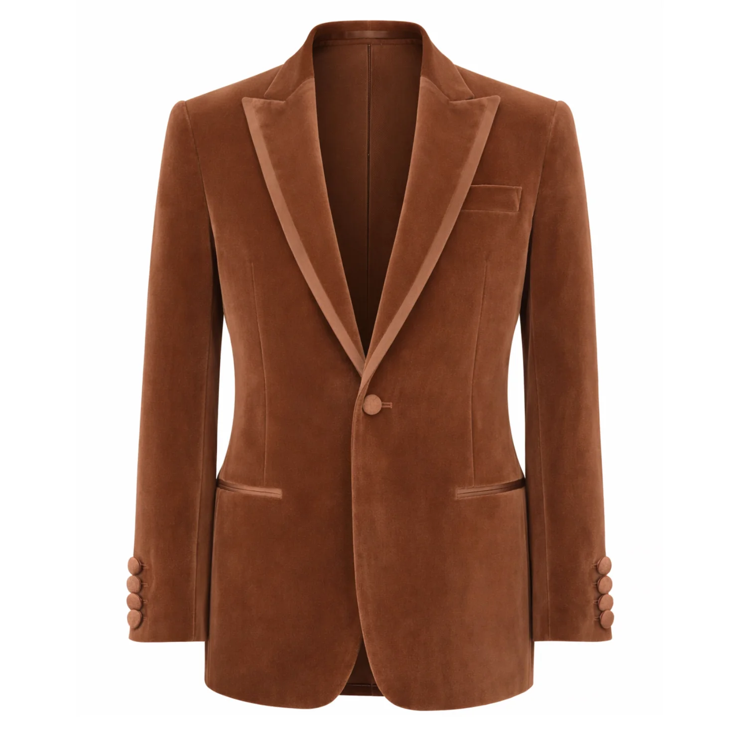 Made to measure Men's Single Breasted Light Brown Velvet Jacket