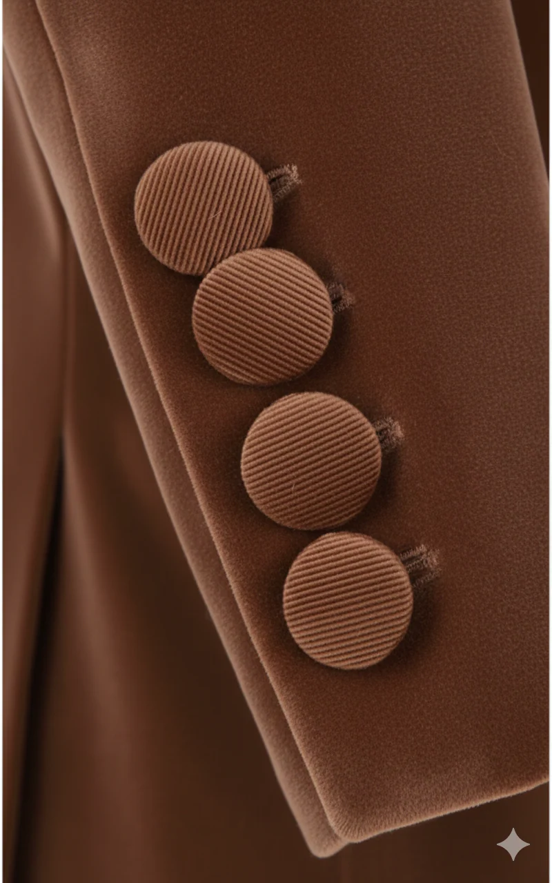 Made to measure Men's Single Breasted Light Brown Velvet Jacket - Image 5