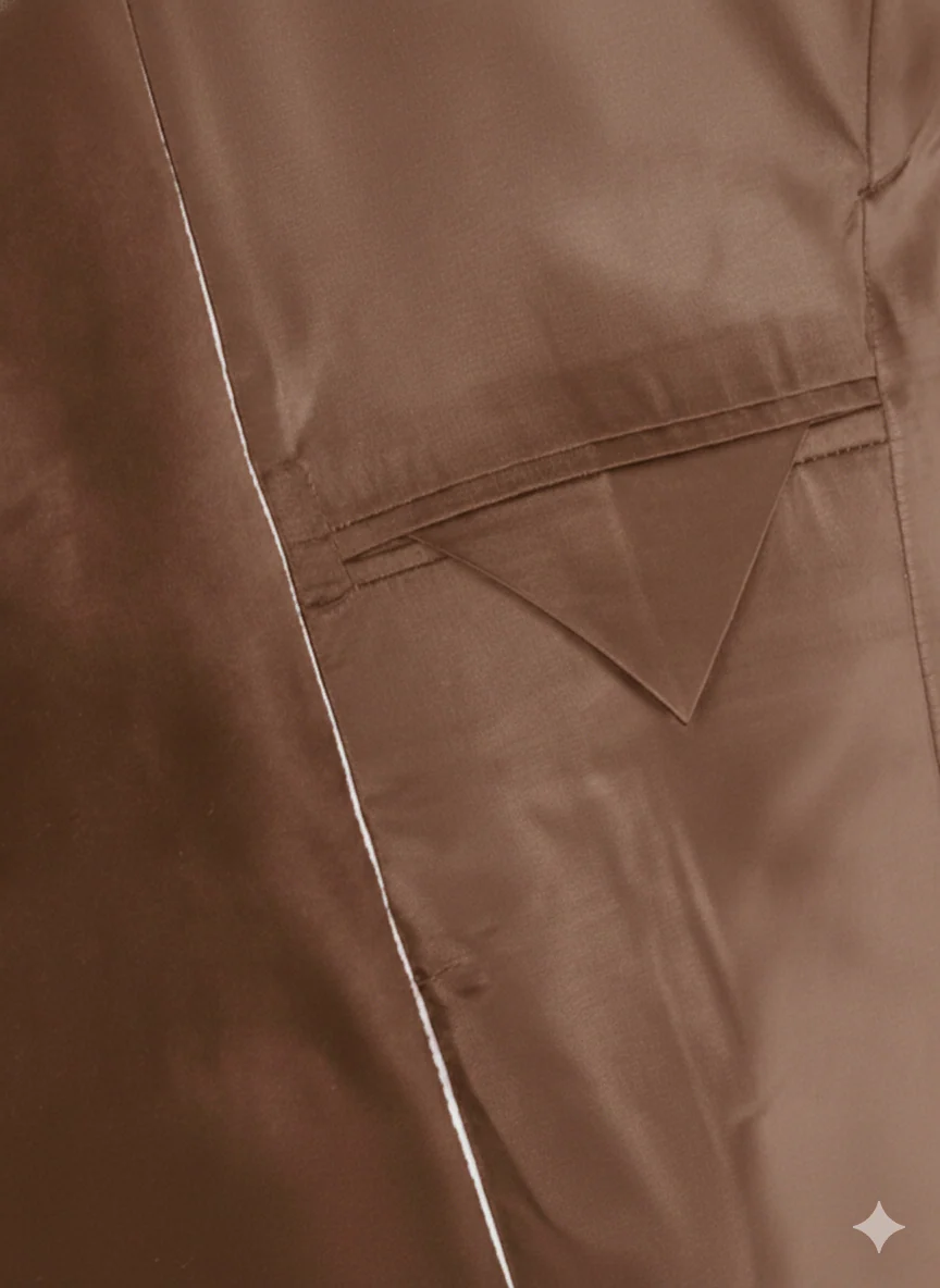 Made to measure Men's Single Breasted Light Brown Velvet Jacket - Image 6