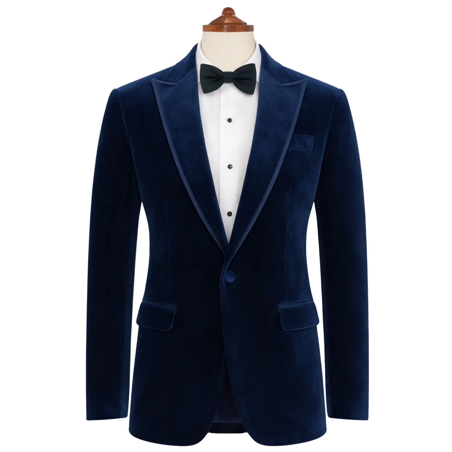 Made to measure Men's Single Breasted Light Navy Velvet Jacket - Image 3