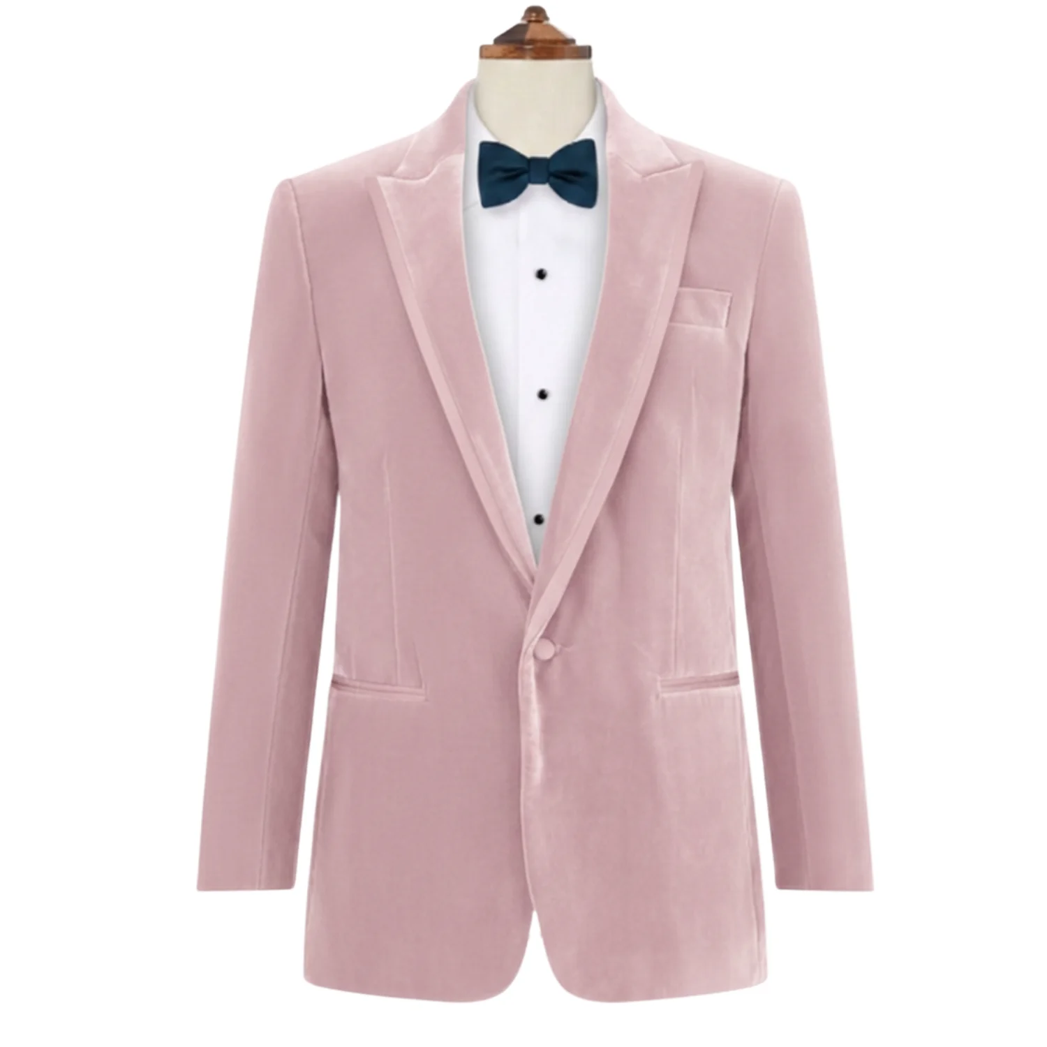 Made to measure Men's Single Breasted Pink Velvet Jacket - Image 3