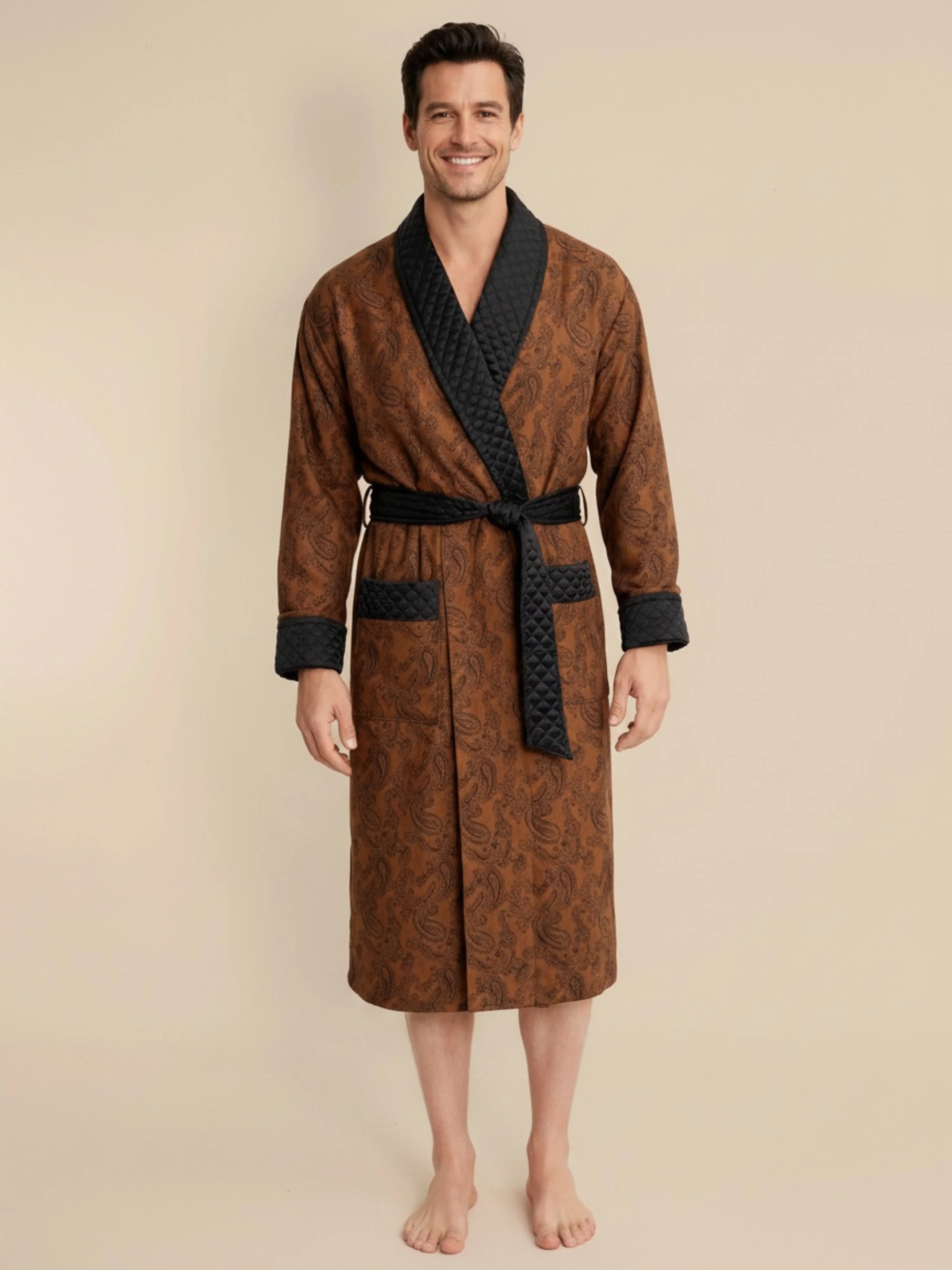 Majestic Long Smoking Jacket Robe in Gold - Image 2