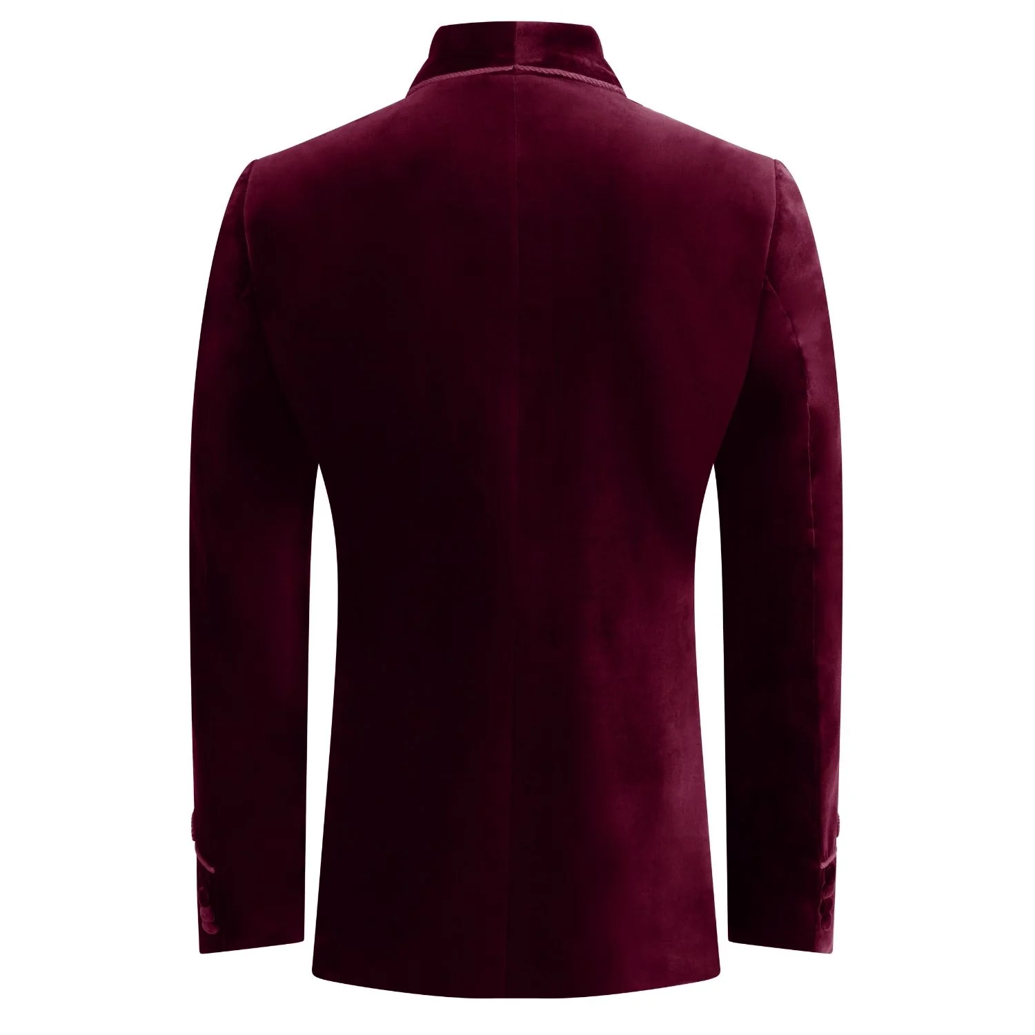Made to Measure Double Breasted Mens Italian Velvet Smoking Jacket - Burgundy - Image 4