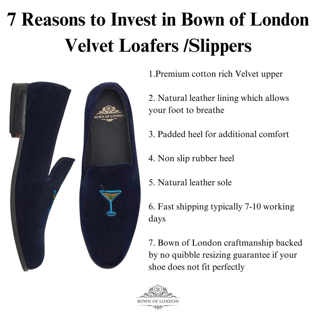 Men's Velvet Loafer/Slipper Shoe Plain Black - Image 7