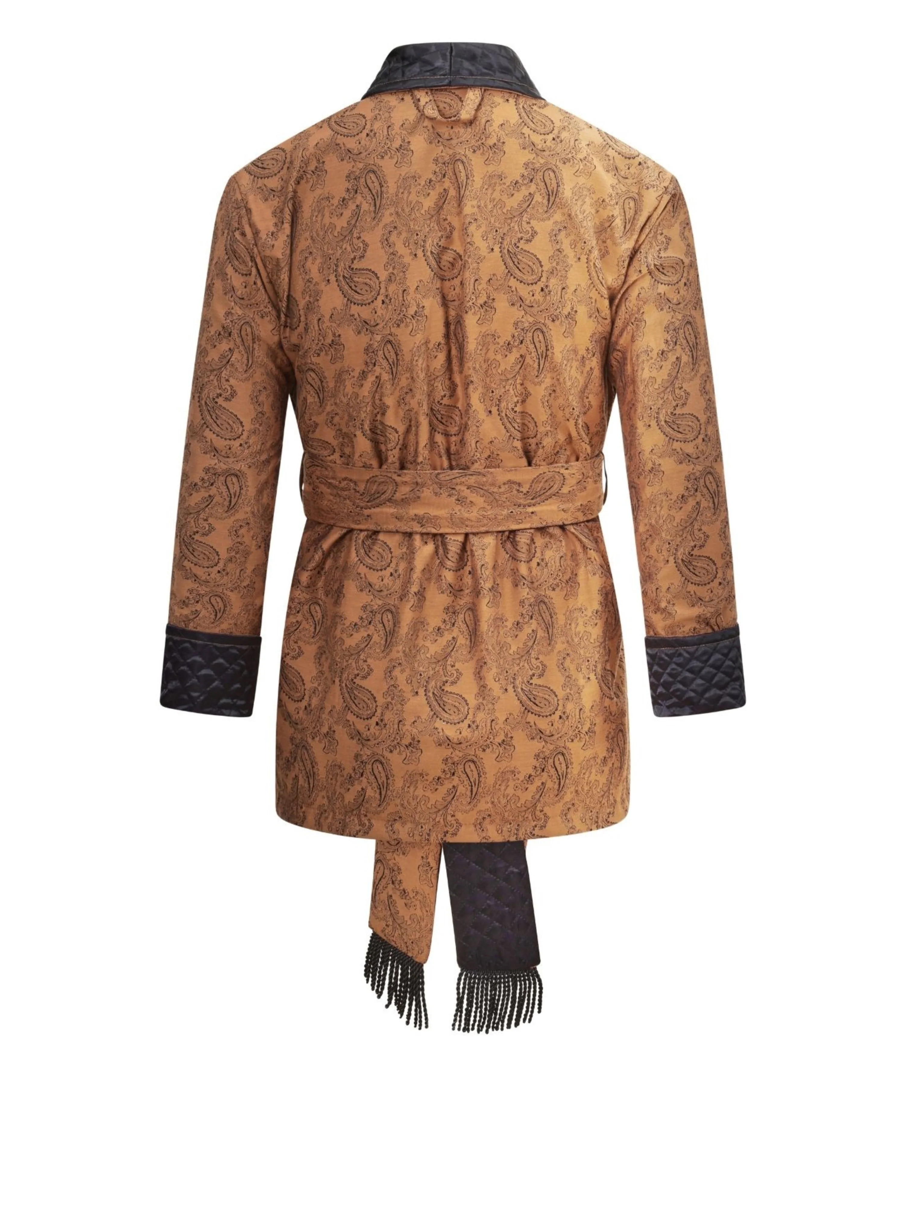 Midas Short Velvet Smoking Jacket in Gold - Image 3