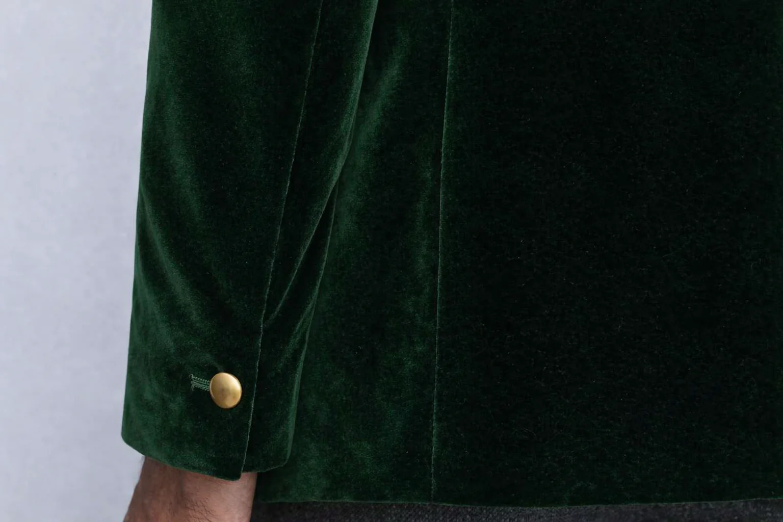 Made to Measure Green Italian Velvet Nehru Collar Jacket - Image 7